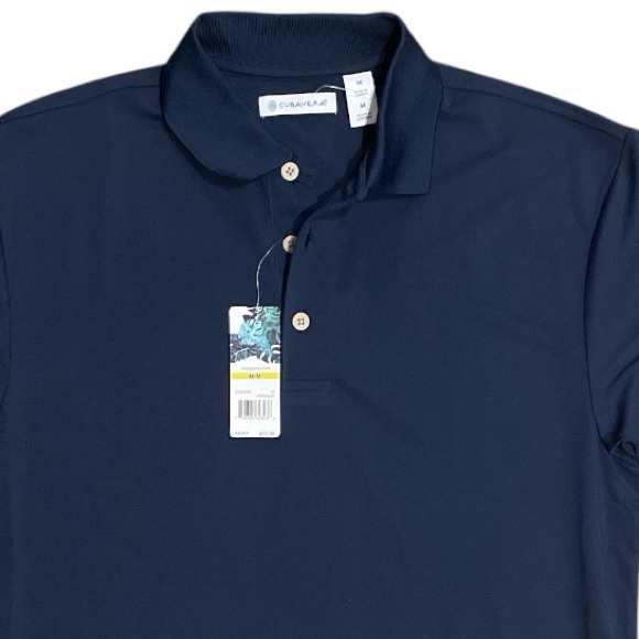 Cubavera Polo NWT Navy Blue Solid Textured Shirt Men's Size Medium - Picture 2 of 9